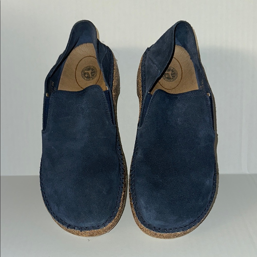 Birkenstock Blue Suede Slip-On Shoes 42. Men’s 9 Ladies 11 made in Portugal